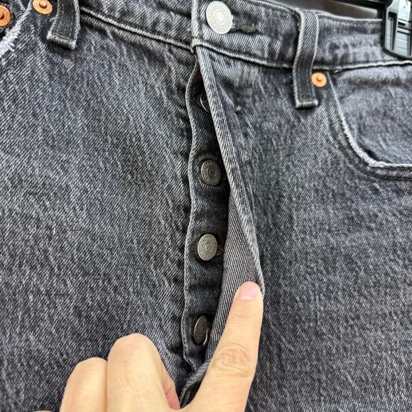 Levi's Jeans Women's 29 (8) Black Ribcage Straight Ankle Button Fly Big E VTG - Picture 3 of 14